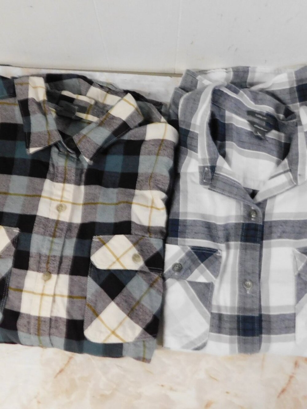 Eddie Bauer Women's Plaid Flannel Button Down Shirts (2) sz TL